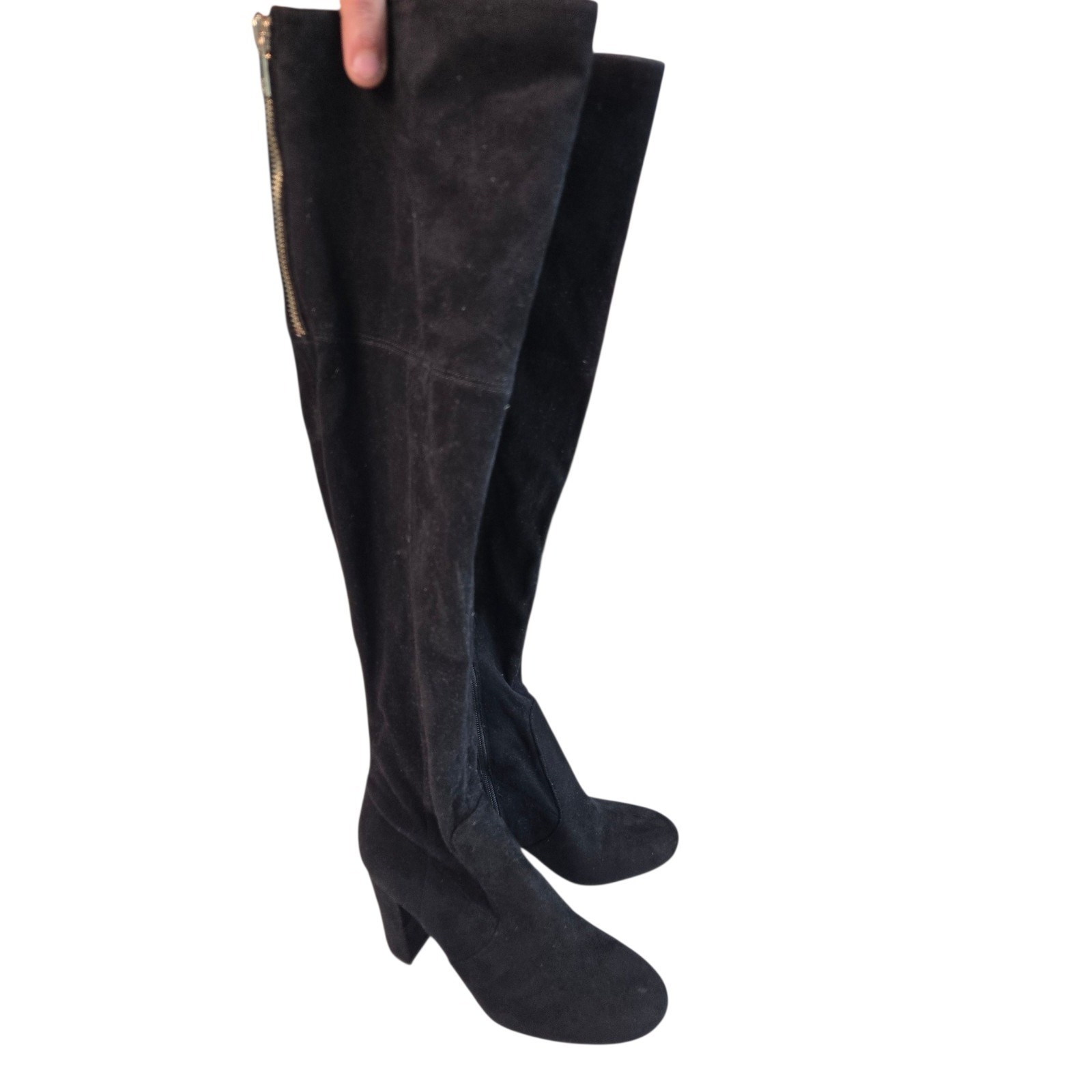 Ivanka Trump Tall Suede Black Over The Knee Boots Size 7.5 Preowned Euc